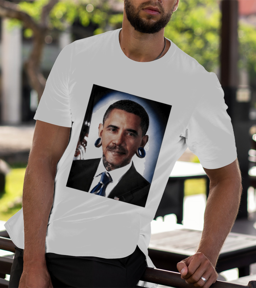 Obama President Political Fashion With Tattoos And Futuristic T-Shirt