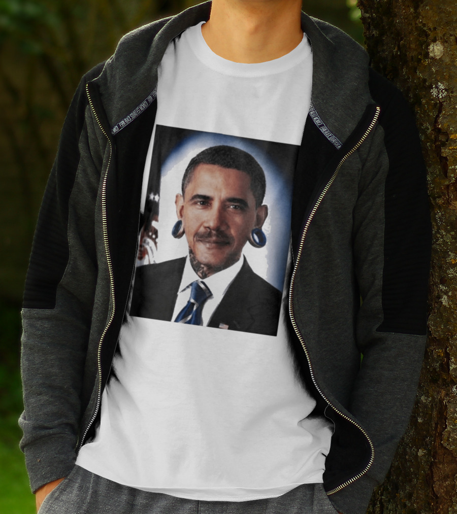 Obama President Political Fashion With Tattoos And Futuristic T-Shirt