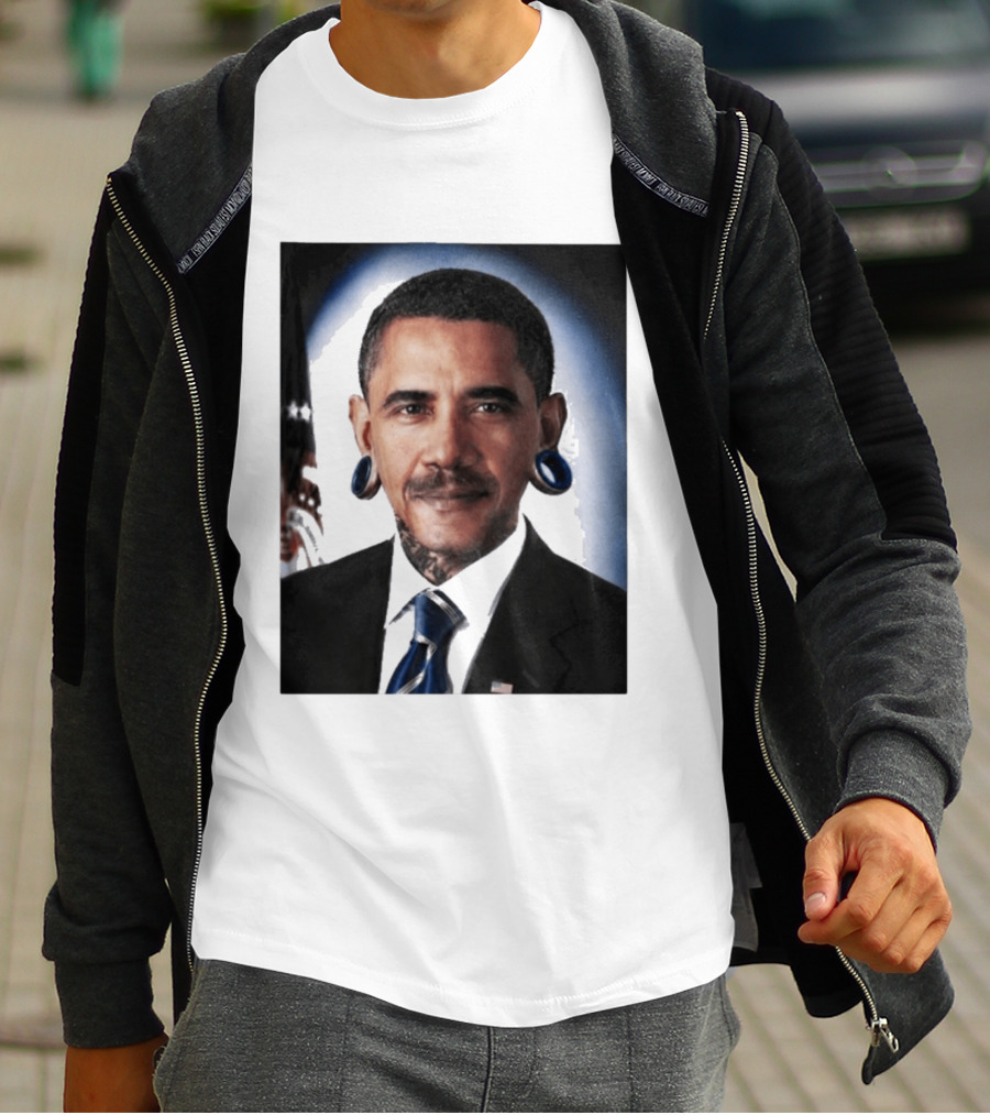 Obama President Political Fashion With Tattoos And Futuristic T-Shirt
