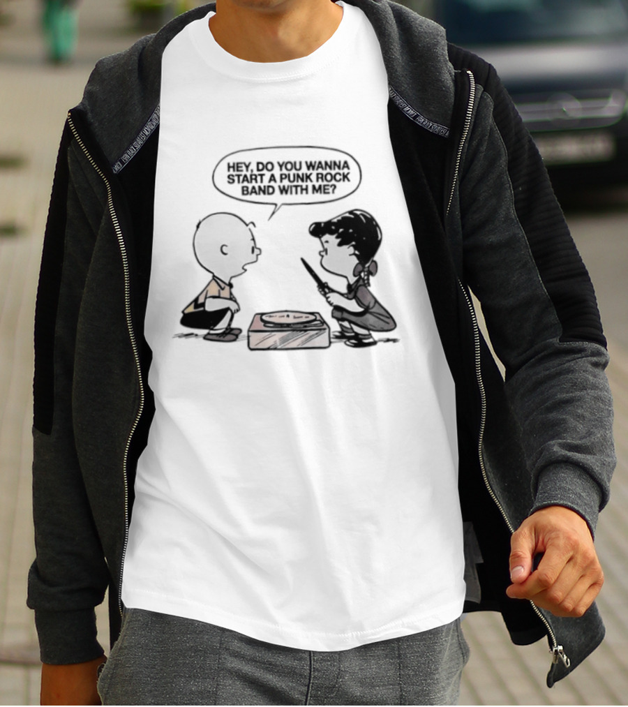 Peanuts Charlie Brown Lucy Van Pelt Hey Do You Wanna Start A Punk Rock Band With Me T-Shirt