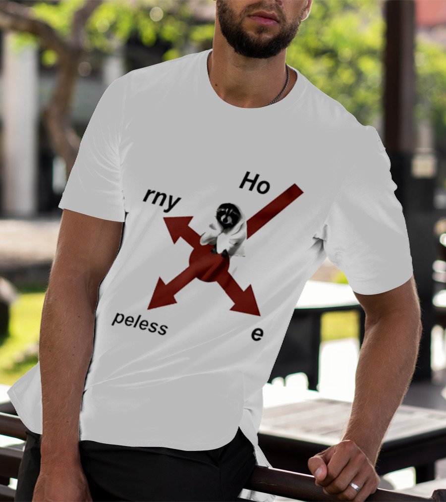 Raccoon Horny Hopeless Hoe Arrows T-Shirt