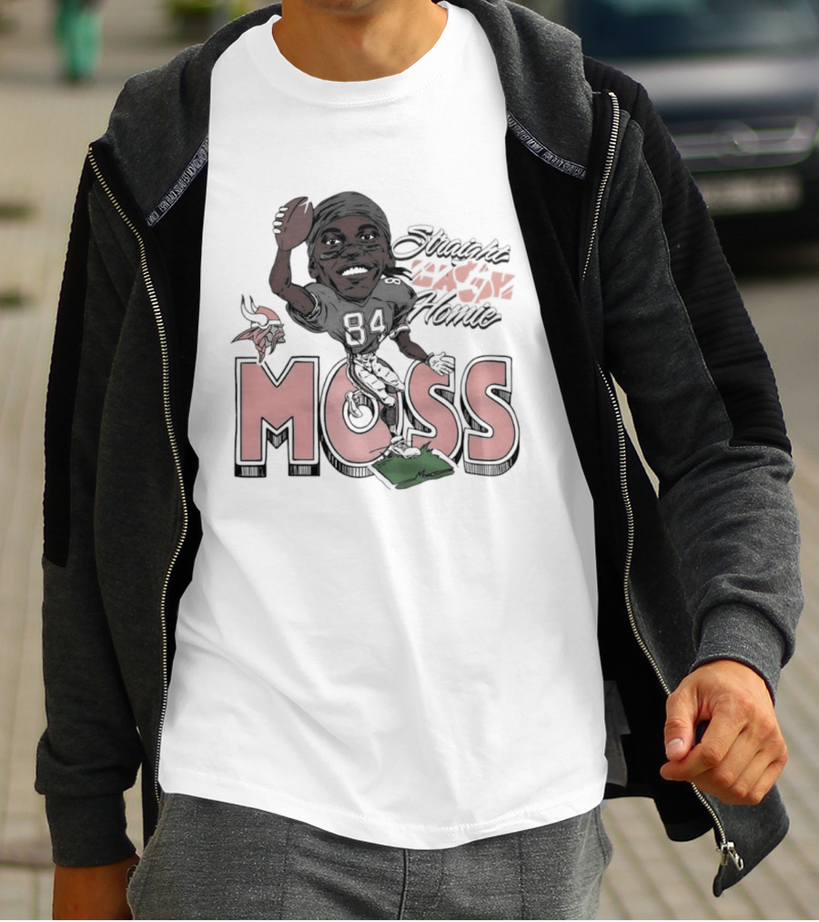 Moss Minnesota Vikings Straight Cash Homie Football Caricature T-Shirt