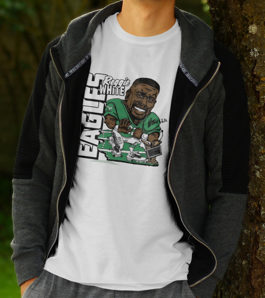 Reggie White Philadelphia Eagles Caricature Art NFL Legendary Player T-Shirt