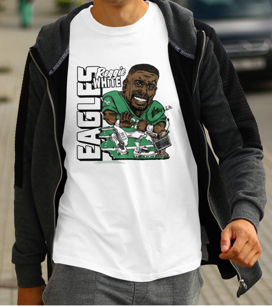 Reggie White Philadelphia Eagles Caricature Art NFL Legendary Player T-Shirt