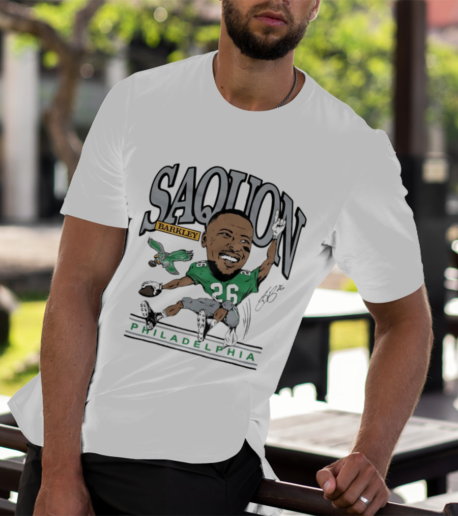 Saquon Barkley Philadelphia Football Caricature Eagles Fan T-Shirt