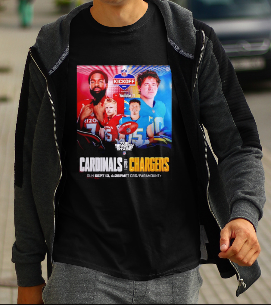 Cardinals Vs Chargers NFL Kickoff 2026 YouTube TV CBS Paramount September 13 T-Shirt