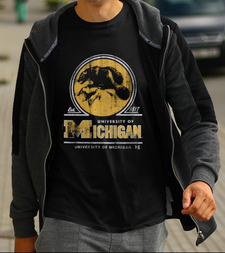 University Of Michigan Est 1817 Wolverine Michigan Wolverines Map T-Shirt