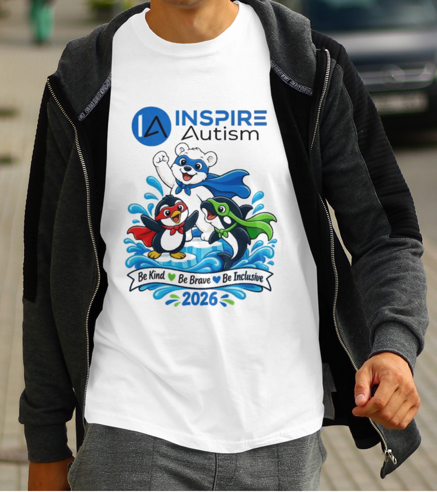 Inspire Autism Hero Walk 2026 Be Kind Brave Inclusive T-Shirt
