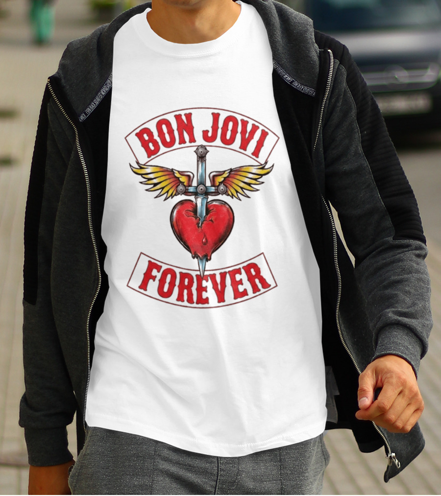 Bon Jovi Forever Heart Dagger Wings T-Shirt