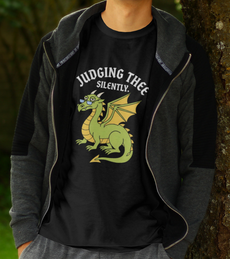 Judging Thee Silently Dragon With Sunglasses T-Shirt