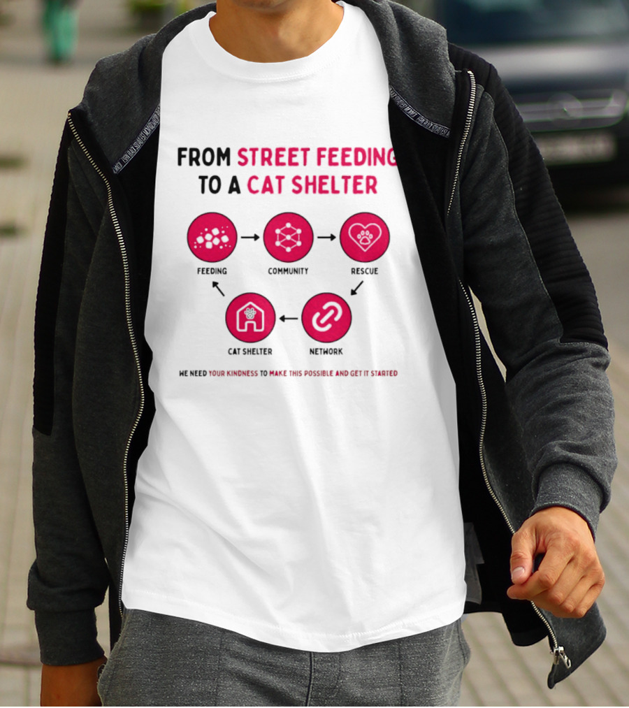 From Street Feeding To A Cat Shelter Feeding Community Rescue Cat Shelter Network T-Shirt