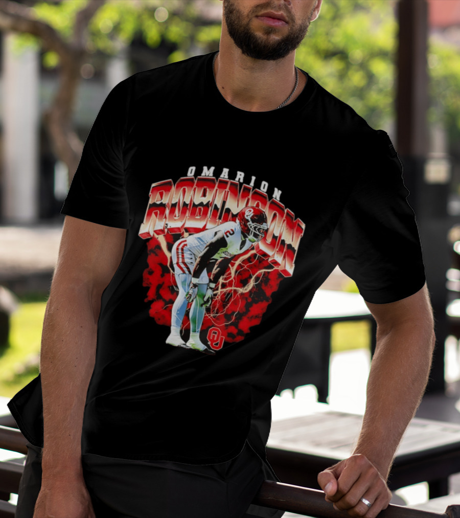 Omarion Robinson Oklahoma Sooners Football Lightning OU T-Shirt