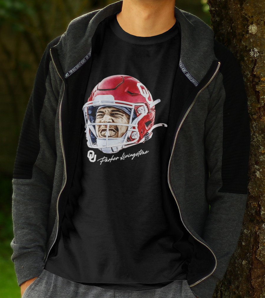 Oklahoma Sooners Parker Livingstone Football Swag Head OU Helmet T-Shirt