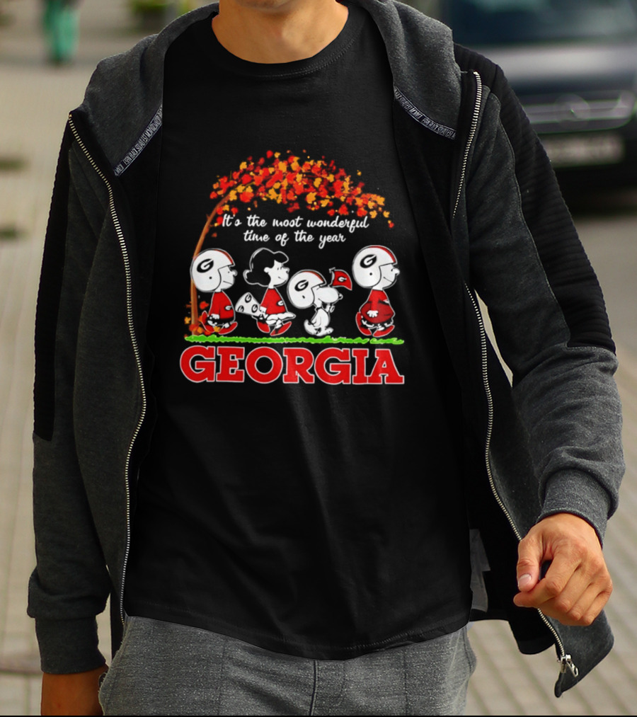 Peanuts Georgia Bulldogs Fall Halloween It's The Most Wonderful Time Of The Year T-Shirt