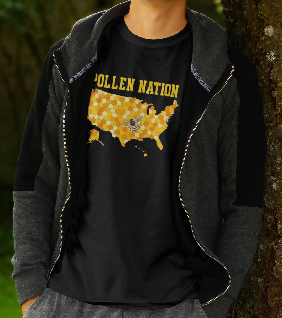 Pollen Nation USA Honeycomb Map Bee T-Shirt