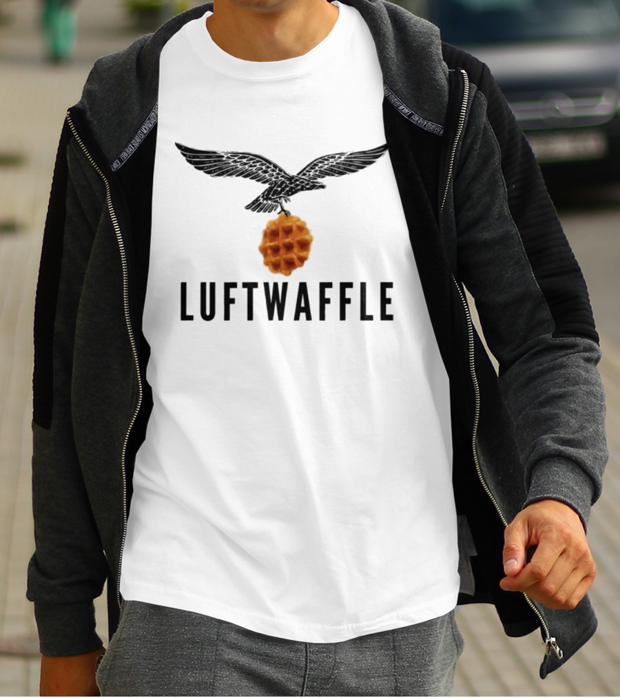 Luftwaffe Eagle Carrying Waffle Pun T-Shirt