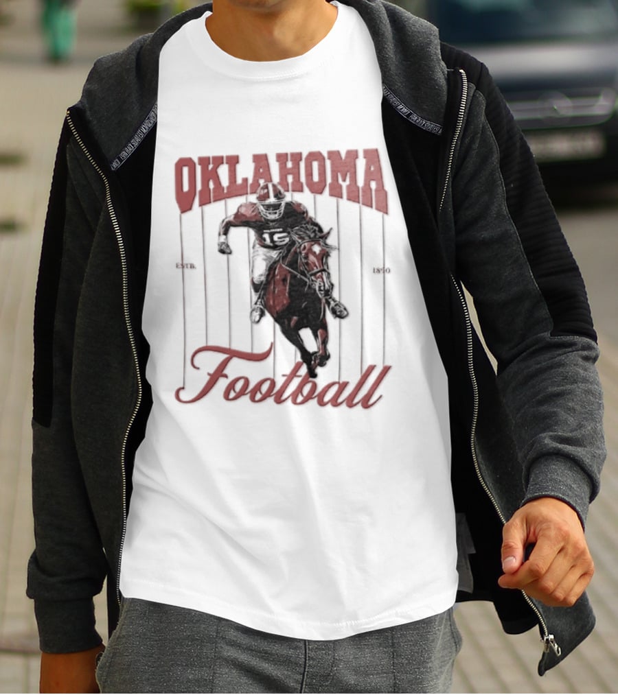 Oklahoma Sooners Football Player On Horse Estb 1890 T-Shirt