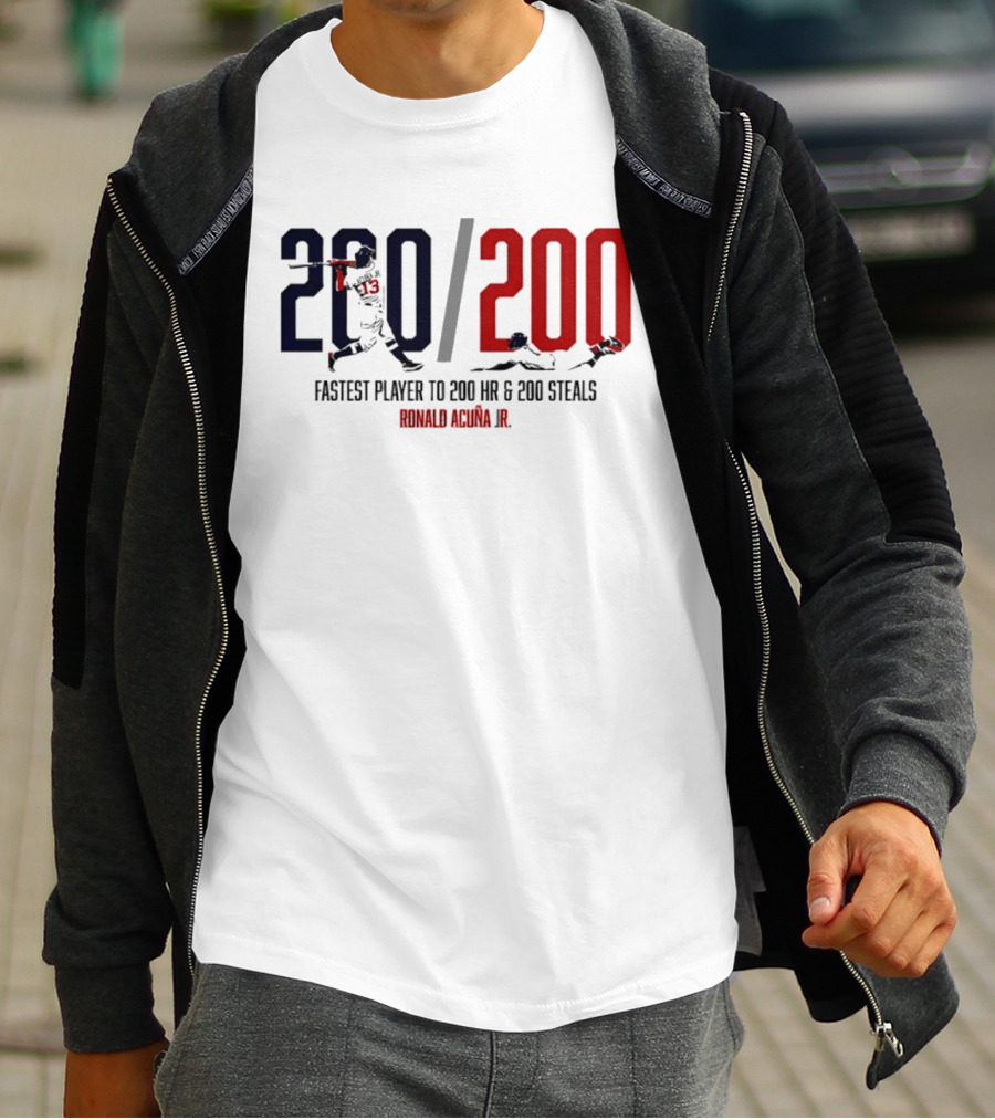 Ronald Acuña Jr. Fastest Player To 200 HR & 200 Steals 200 200 T-Shirt