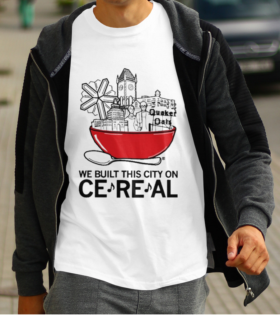 We Built This City On Ce Re Al Red Bowl Skyline T-Shirt