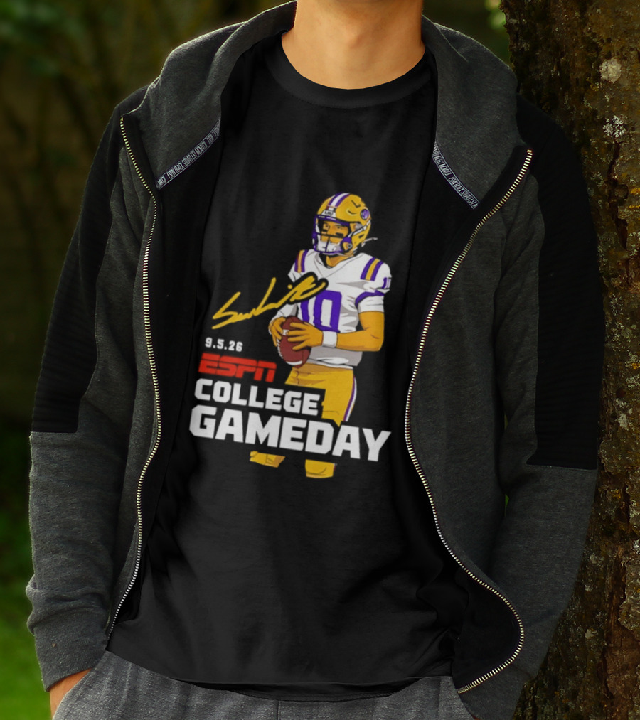 Sam Leavitt 9 3 26 ESPN College Gameday LSU Tigers Football T-Shirt