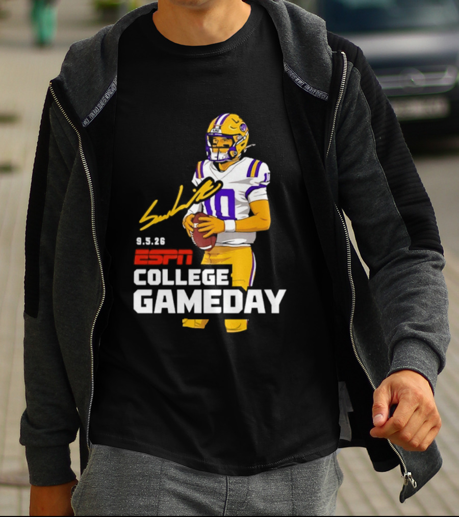 Sam Leavitt 9 3 26 ESPN College Gameday LSU Tigers Football T-Shirt
