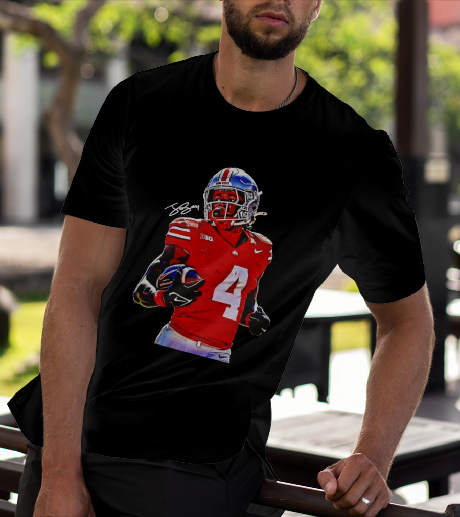 Jeremiah Smith Ohio State Buckeyes Football Number 4 T-Shirt