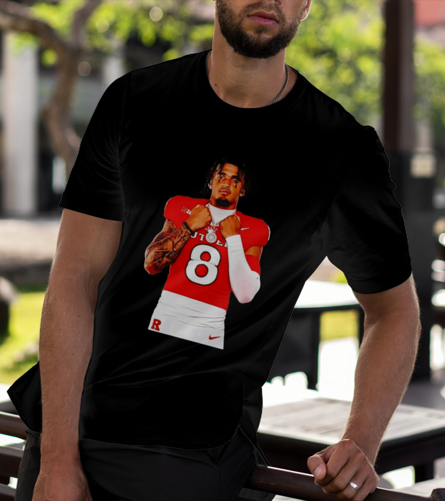 KJ Duff Rutgers Scarlet Knights Football Number 8 NCAA Moment T-Shirt