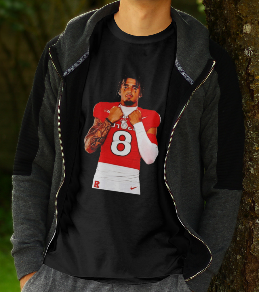 KJ Duff Rutgers Scarlet Knights Football Number 8 NCAA Moment T-Shirt
