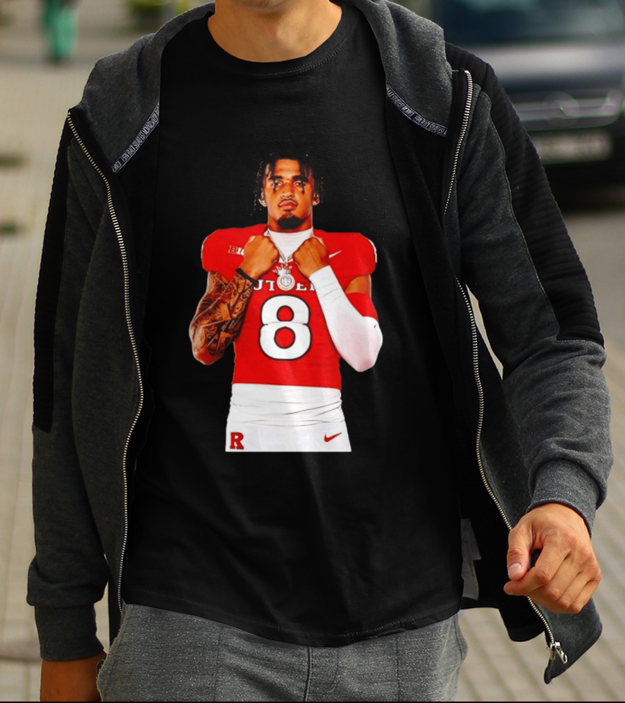 KJ Duff Rutgers Scarlet Knights Football Number 8 NCAA Moment T-Shirt