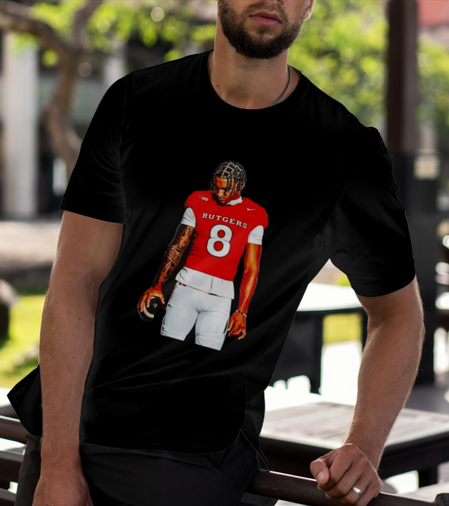 KJ Duff Number 8 Rutgers Scarlet Knights NCAA Football Player Nike Jersey T-Shirt