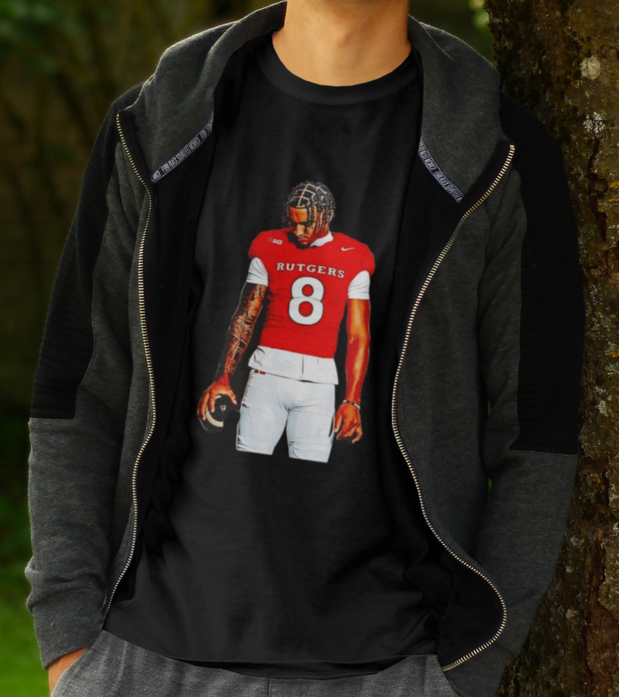 KJ Duff Number 8 Rutgers Scarlet Knights NCAA Football Player Nike Jersey T-Shirt