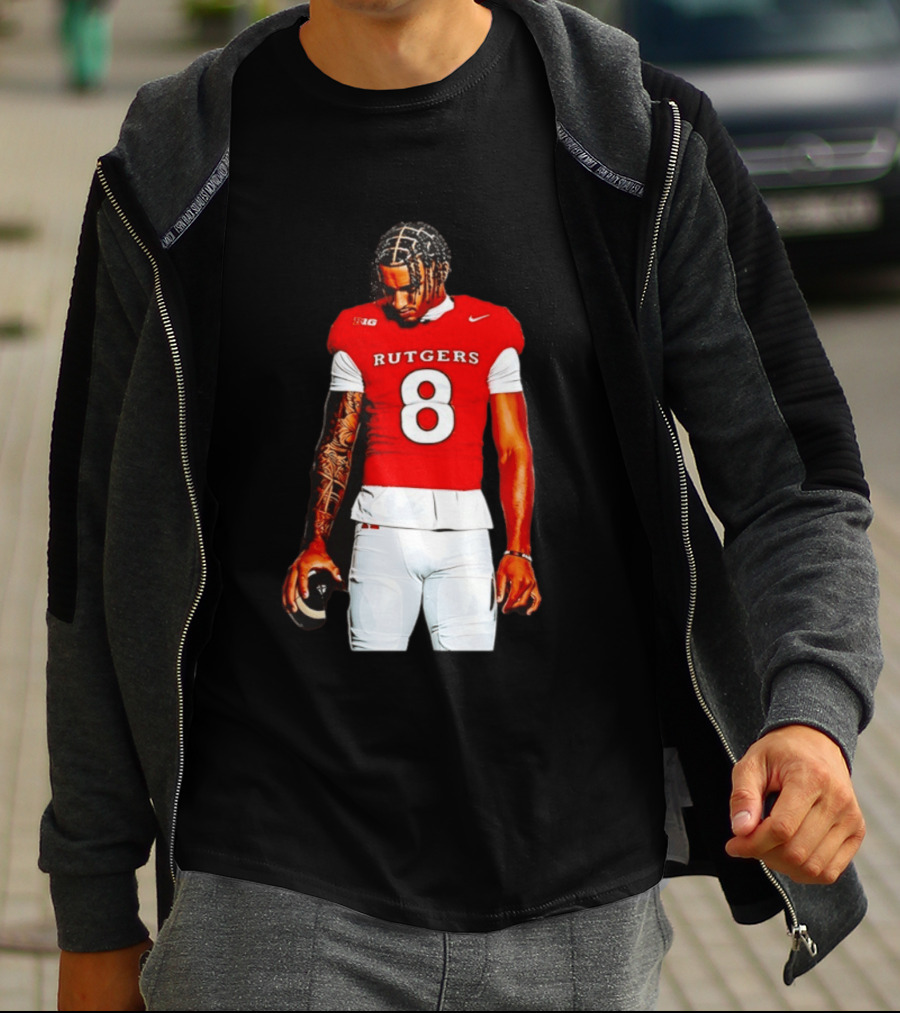 KJ Duff Number 8 Rutgers Scarlet Knights NCAA Football Player Nike Jersey T-Shirt