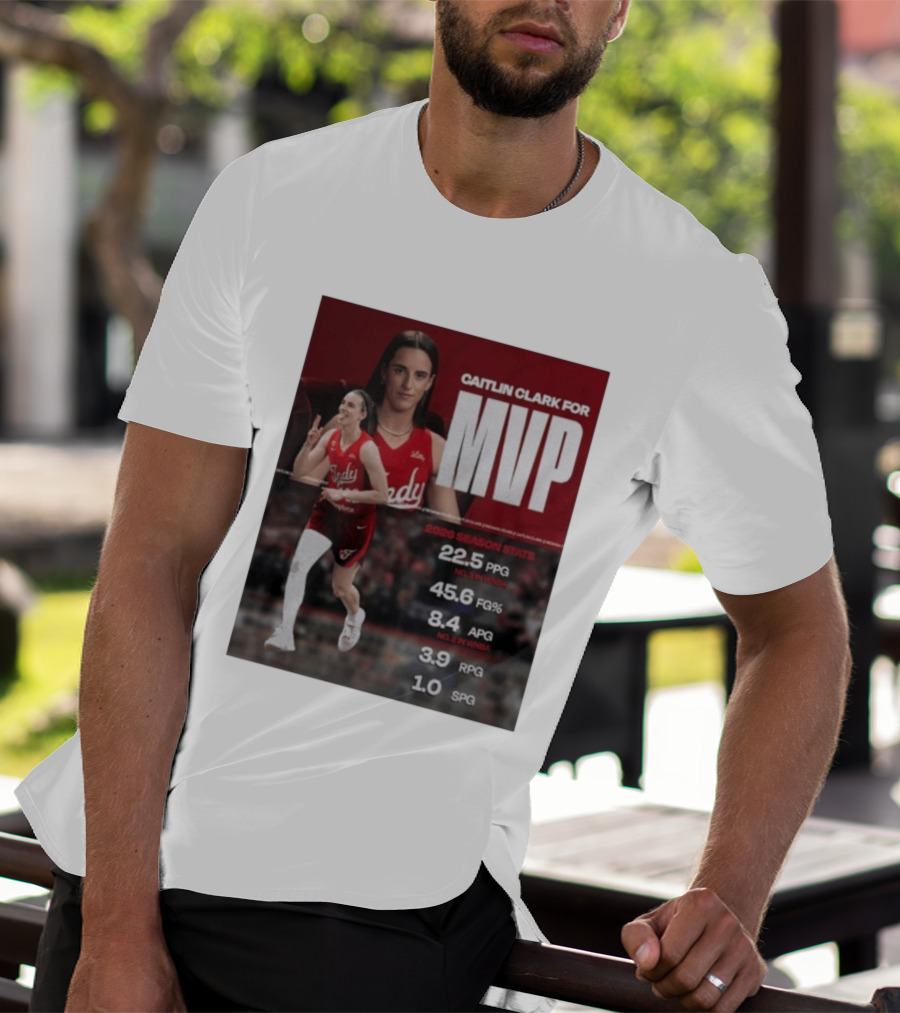 Caitlin Clark For MVP 2026 Stats 22.5 PPG 45.6 FG% 8.4 APG 3.9 RPG 1.0 SPG T-Shirt