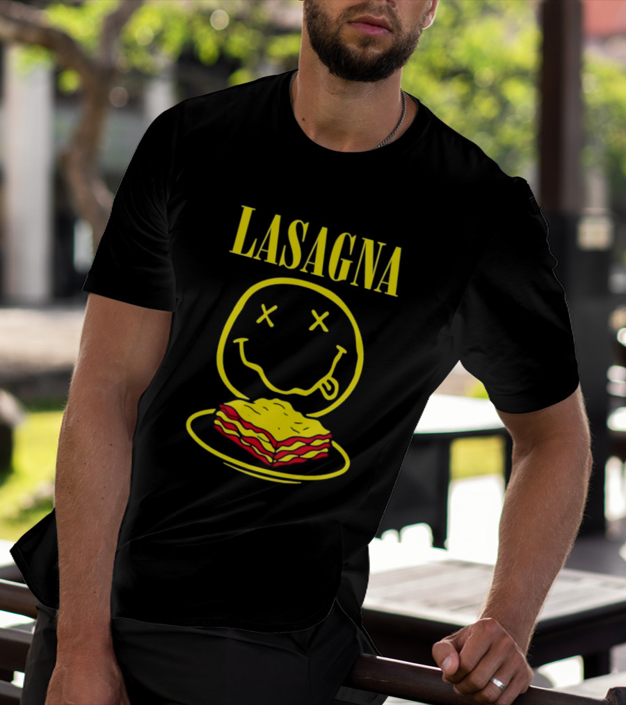 Lasagna Smiley Face Grunge Band Nirvana T-Shirt