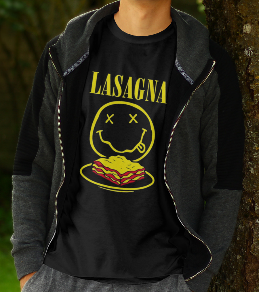 Lasagna Smiley Face Grunge Band Nirvana T-Shirt