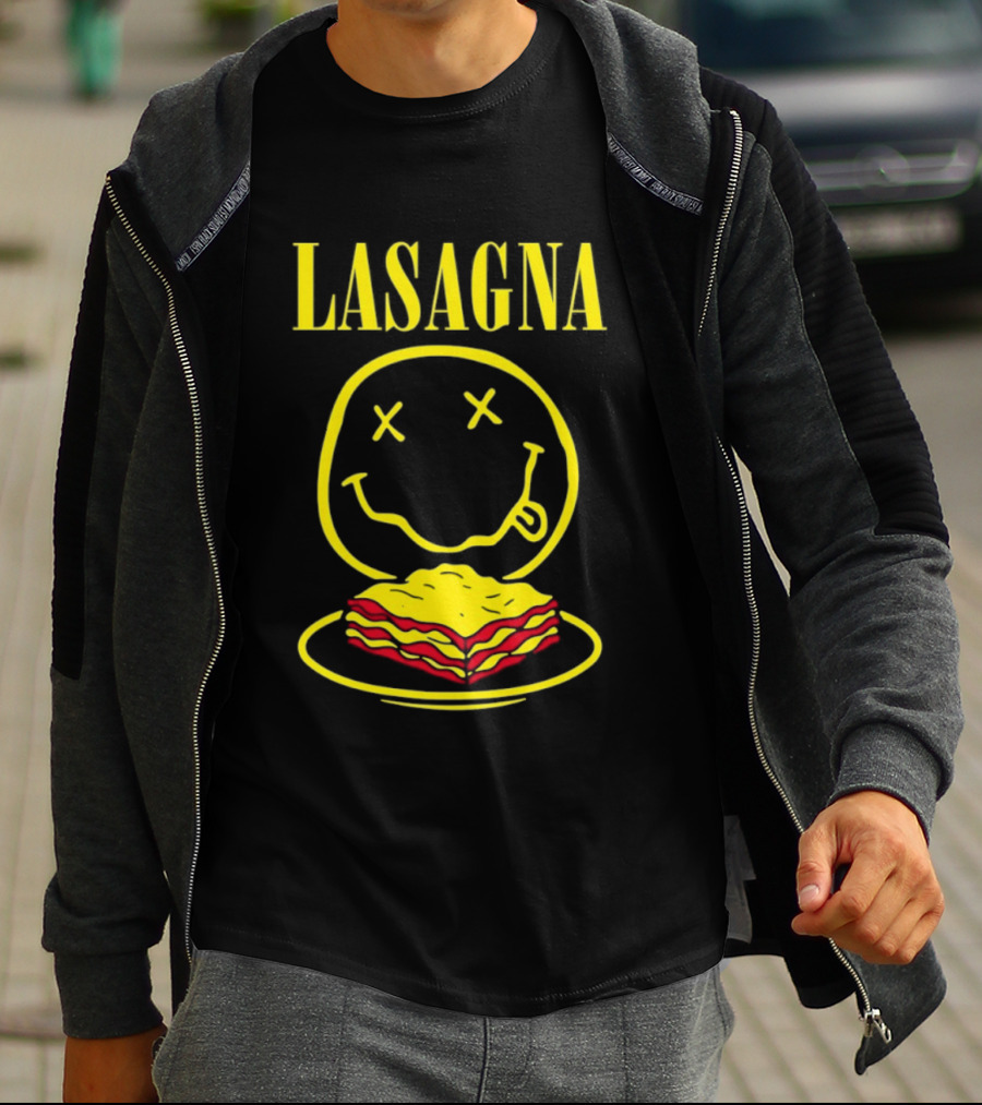 Lasagna Smiley Face Grunge Band Nirvana T-Shirt