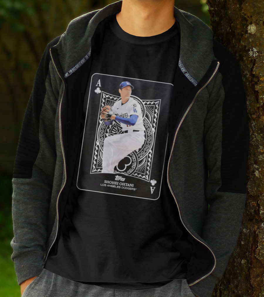Los Angeles Dodgers Shohei Ohtani Topps Ace Of Clubs T-Shirt