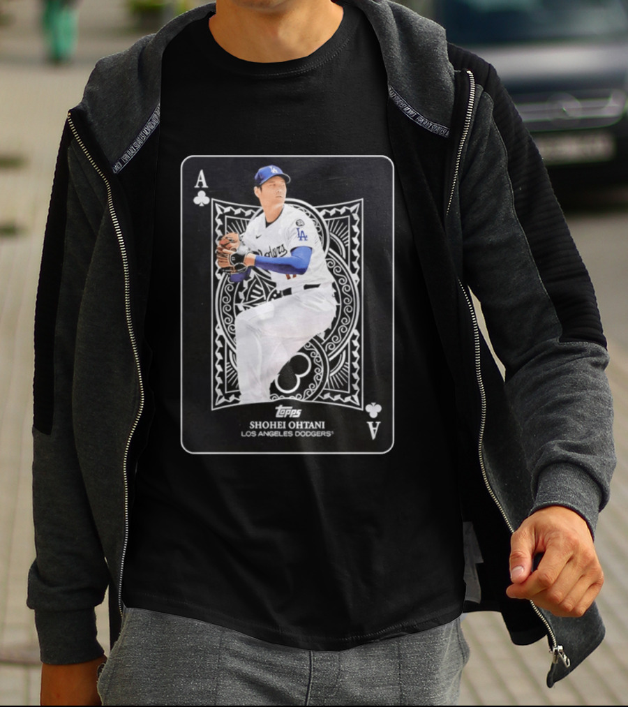 Los Angeles Dodgers Shohei Ohtani Topps Ace Of Clubs T-Shirt