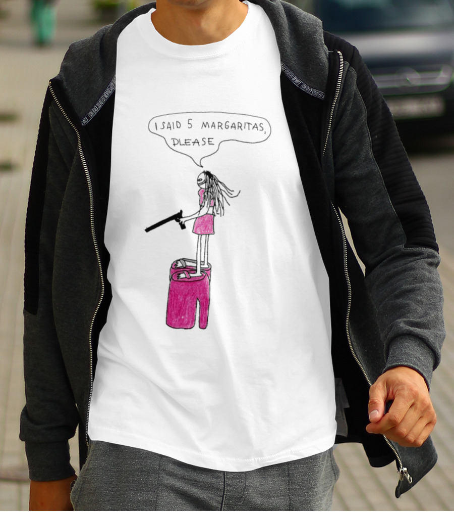 I Said 5 Margaritas Please Funny Stick Figure Woman On Chair T-Shirt