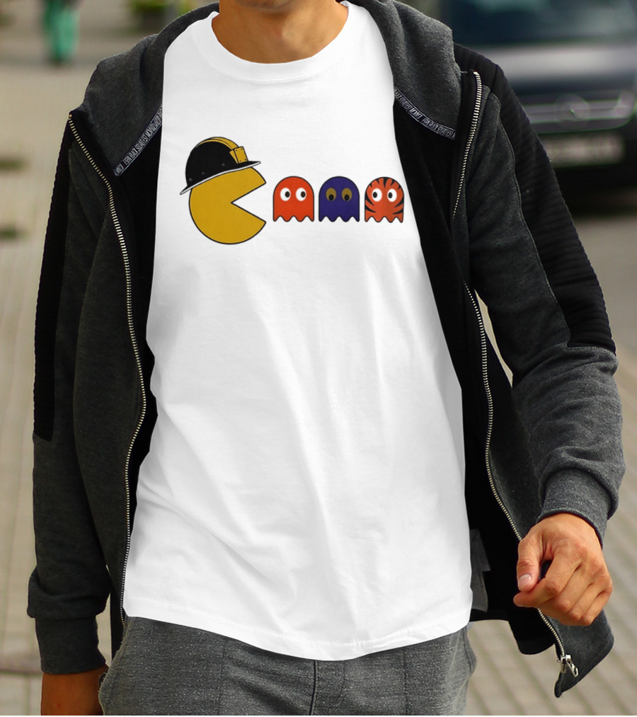Pacman Hard Hat Ghosts Retro Gaming T-Shirt