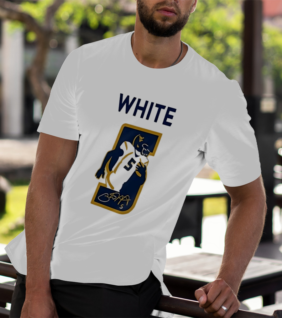 West Virginia Mountaineers Pat White Number 5 Signature 2026 T-Shirt