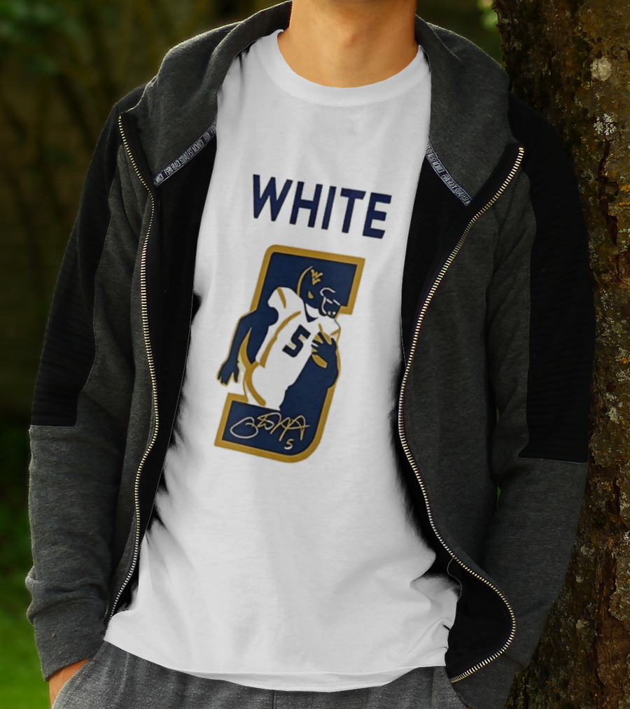 West Virginia Mountaineers Pat White Number 5 Signature 2026 T-Shirt