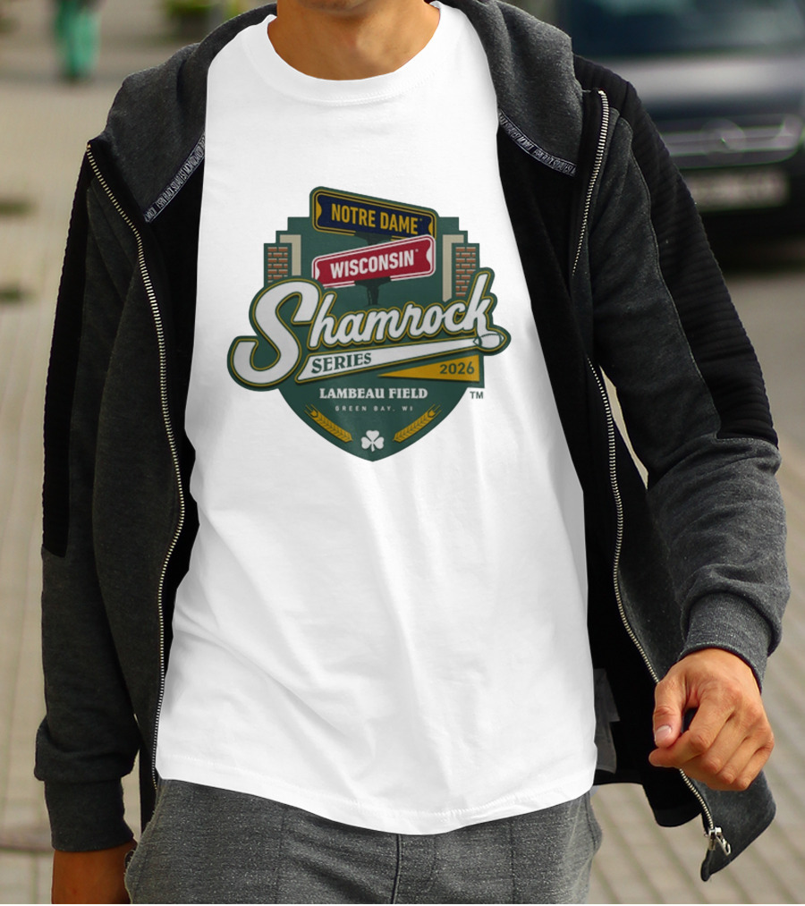 Notre Dame Wisconsin Shamrock Series 2026 Lambeau Field Green Bay WI T-Shirt