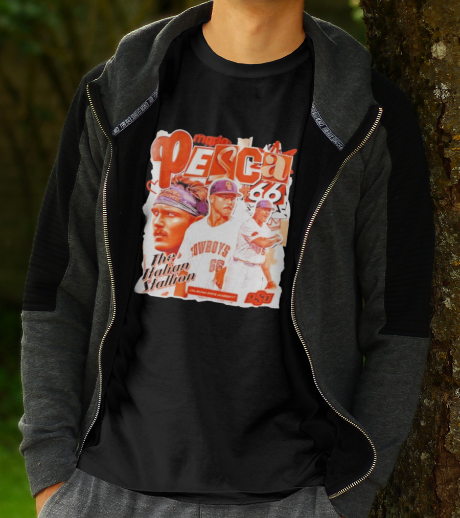 Mario Pesca 66 Oklahoma State Cowboys The Italian Stallion OSU Baseball T-Shirt