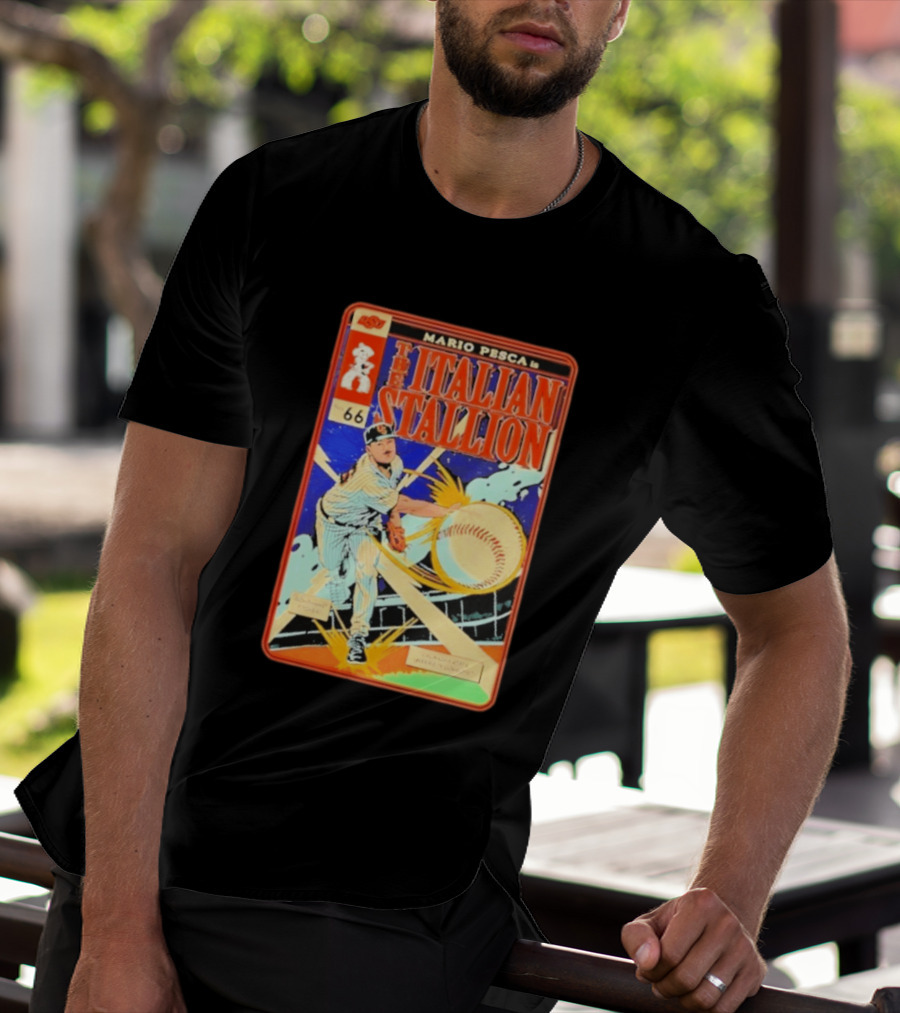 Mario Pesca The Italian Stallion Comic No 66 Oklahoma State Cowboys Baseball T-Shirt