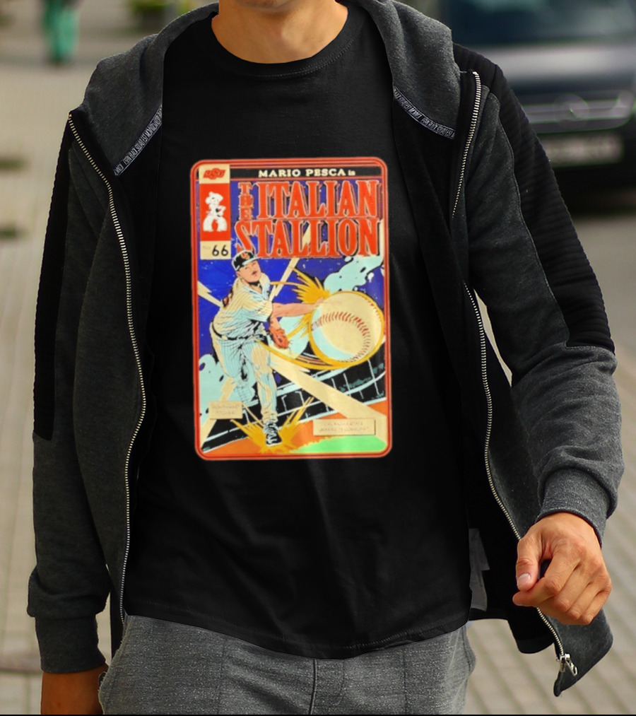 Mario Pesca The Italian Stallion Comic No 66 Oklahoma State Cowboys Baseball T-Shirt
