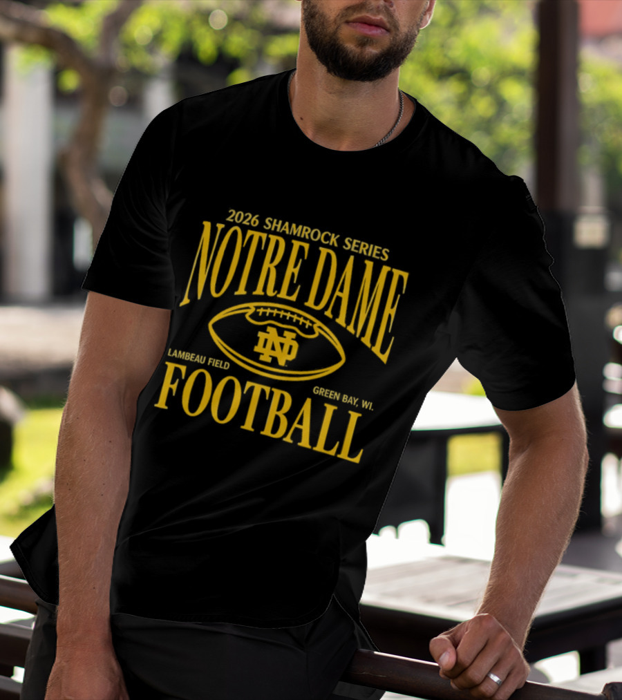 Notre Dame 2026 Shamrock Series Lambeau Field Green Bay WI Football T-Shirt
