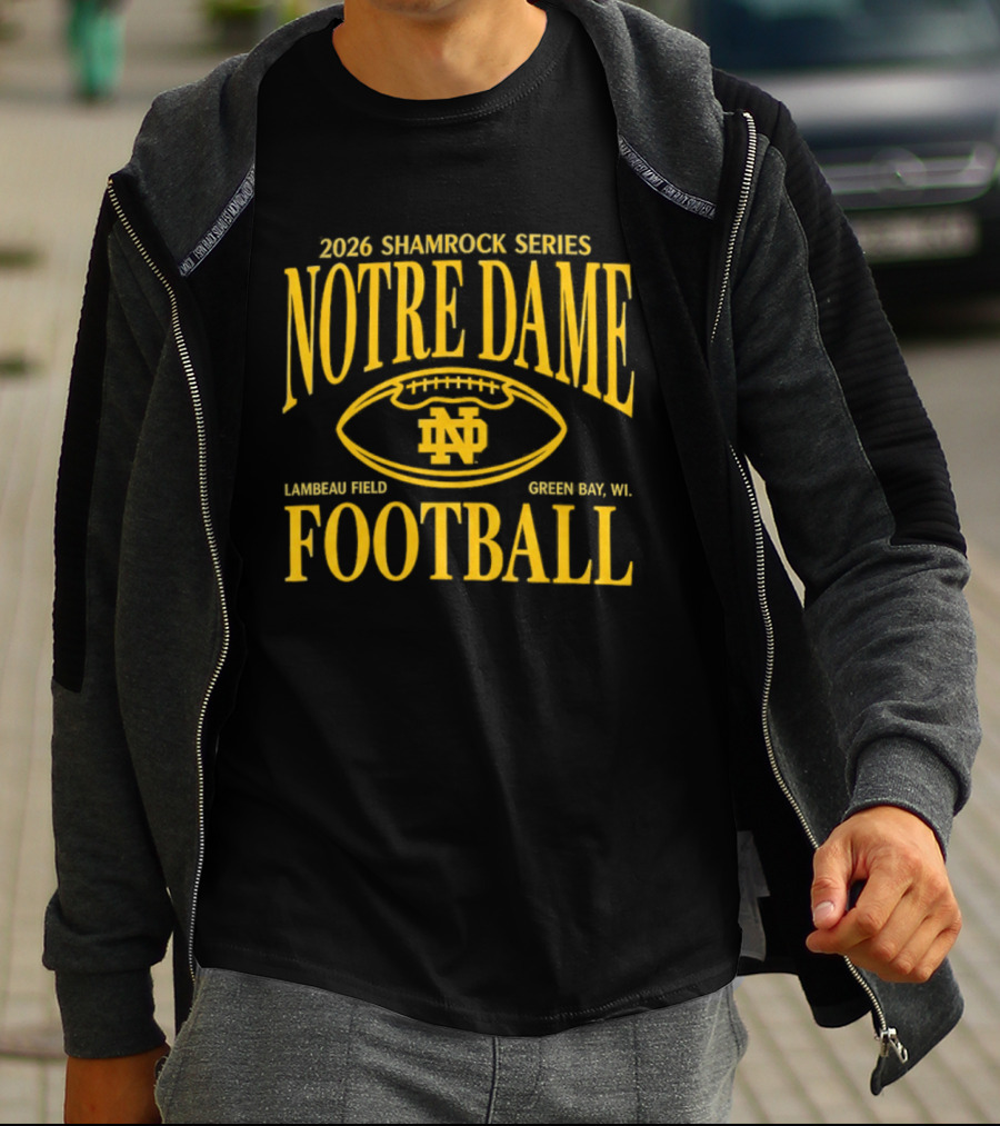Notre Dame 2026 Shamrock Series Lambeau Field Green Bay WI Football T-Shirt