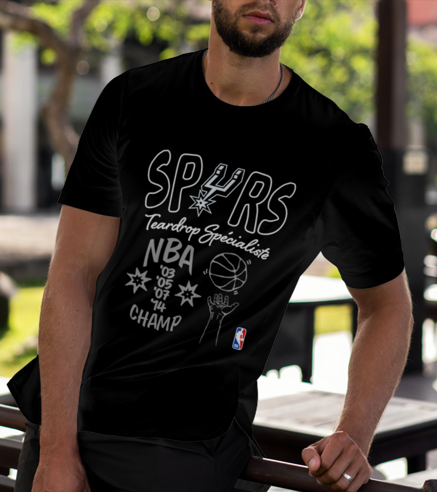 San Antonio Spurs Teardrop Specialist NBA 03 05 07 14 Champ T-Shirt