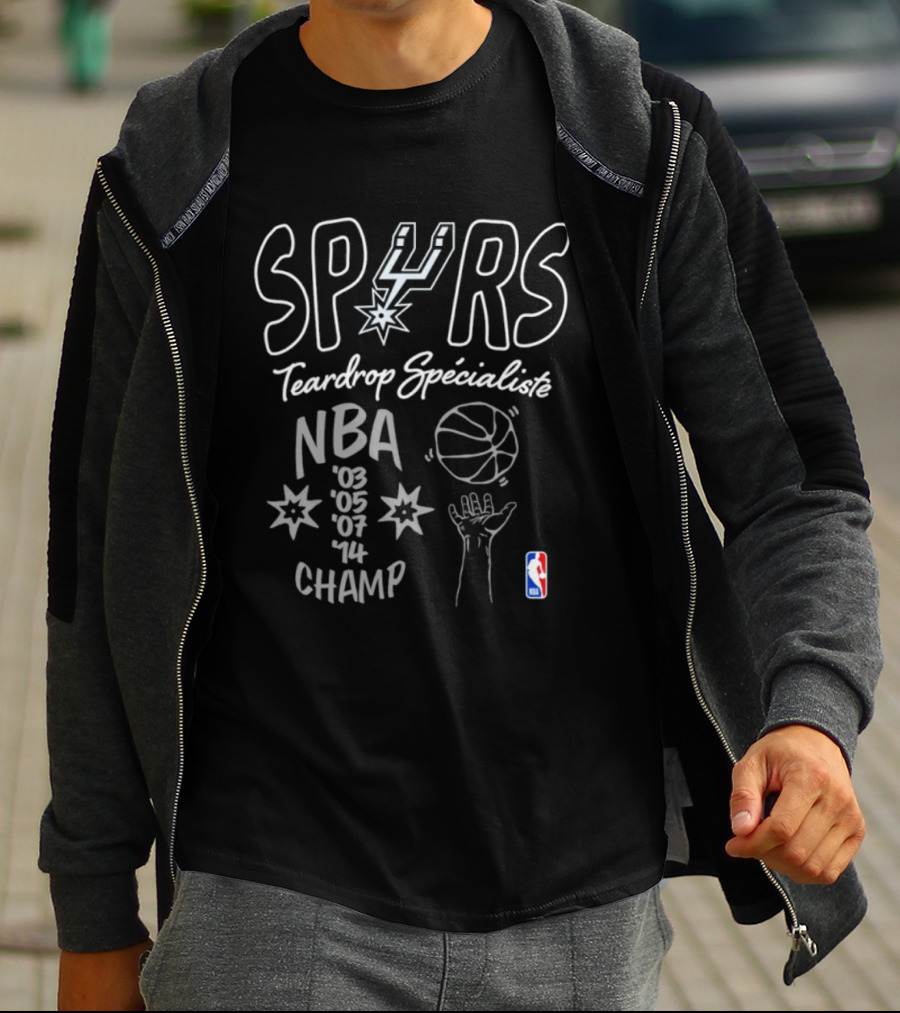 San Antonio Spurs Teardrop Specialist NBA 03 05 07 14 Champ T-Shirt